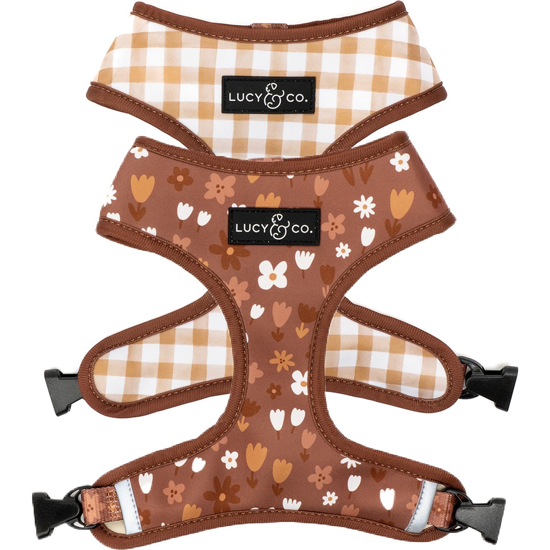 Lucy & Co. The Chocolate Meadows Reversible Basic Dog Harness, Brown, Medium: 17 to 23-in chest