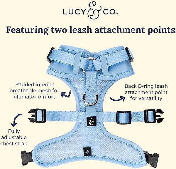 Lucy & Co. The Denim Blue No-Pull Dog Harness, Blue
