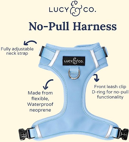 Lucy & Co. The Denim Blue No-Pull Dog Harness, Blue