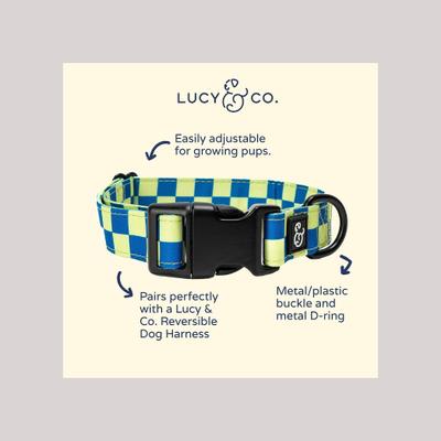 Show full view: Lucy & Co. The Have a Nice Day Polyester Dog Collar, Blue, Large: 16 to 26-in neck, 1.5-in wide slide 2 of 4