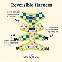 Lucy & Co. The Have a Nice Day Reversible Dog Harness, Blue, Large: 20 to 28-in chest slide 2 of 8