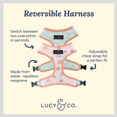 Show full view: Lucy & Co. The In the Clouds Reversible Dog Harness, Pink, Large: 20 to 28-in chest slide 3 of 9