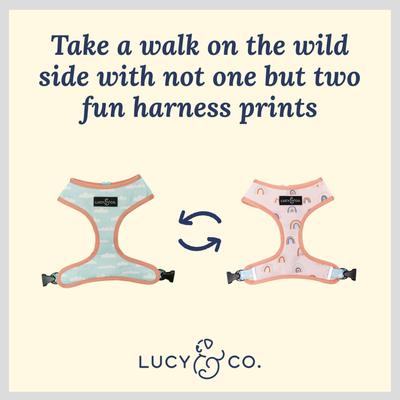 Show full view: Lucy & Co. The In the Clouds Reversible Dog Harness, Pink, Medium: 17 to 23-in chest slide 3 of 8