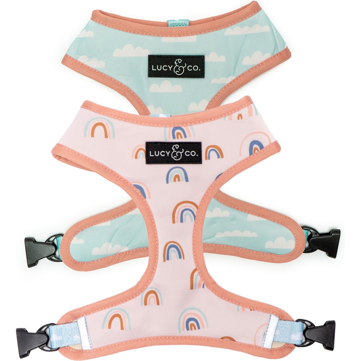 Lucy & Co. The In the Clouds Reversible Dog Harness, Pink, Small: 14 to 18-in chest