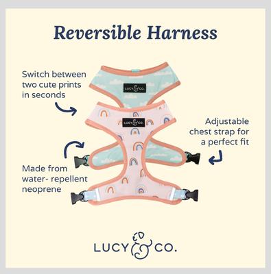 Show full view: Lucy & Co. The In the Clouds Reversible Dog Harness, Pink, Small: 14 to 18-in chest slide 2 of 8