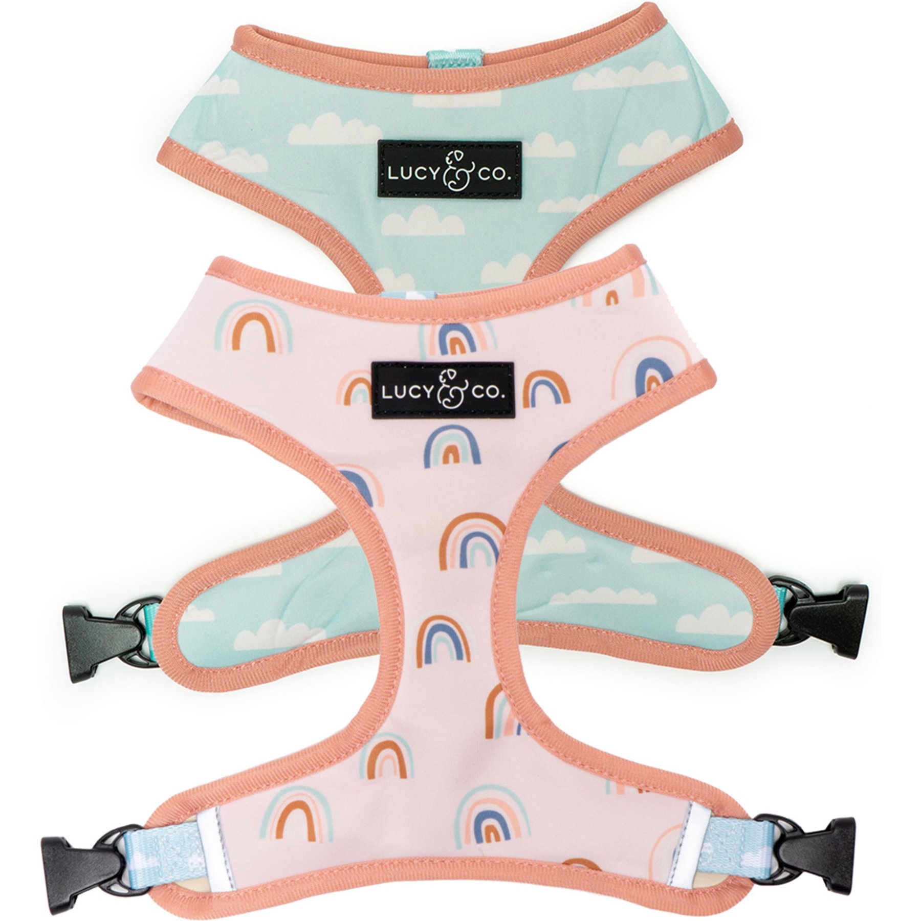 Lucy & Co. The In the Clouds Reversible Dog Harness, Pink, X-Small: 12 to 15-in chest