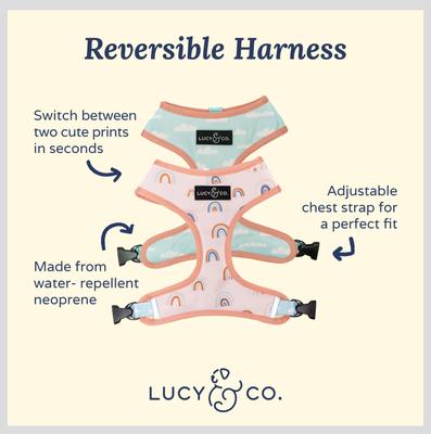 Show full view: Lucy & Co. The In the Clouds Reversible Dog Harness, Pink, X-Small: 12 to 15-in chest slide 2 of 8