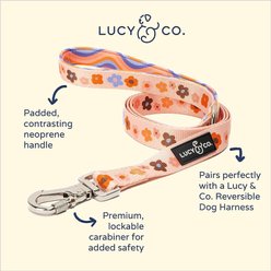 Lucy & Co. The Let's Groove Polyester Padded Handle Dog Leash, Coral, Large: 5-ft long, 1-in wide slide 2 of 4