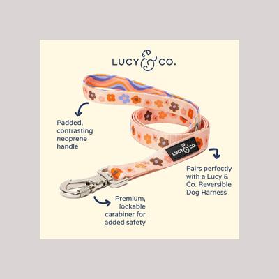 Show full view: Lucy & Co. The Let's Groove Polyester Padded Handle Dog Leash, Coral, Small: 5-ft long, 0.6-in wide slide 2 of 4