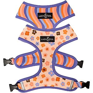 Lucy & Co. The Let's Groove Reversible Dog Harness, Coral, Medium: 17 to 23-in chest