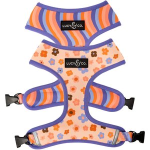 Lucy & Co. The Let's Groove Reversible Dog Harness, Coral, Small: 14 to 18-in chest