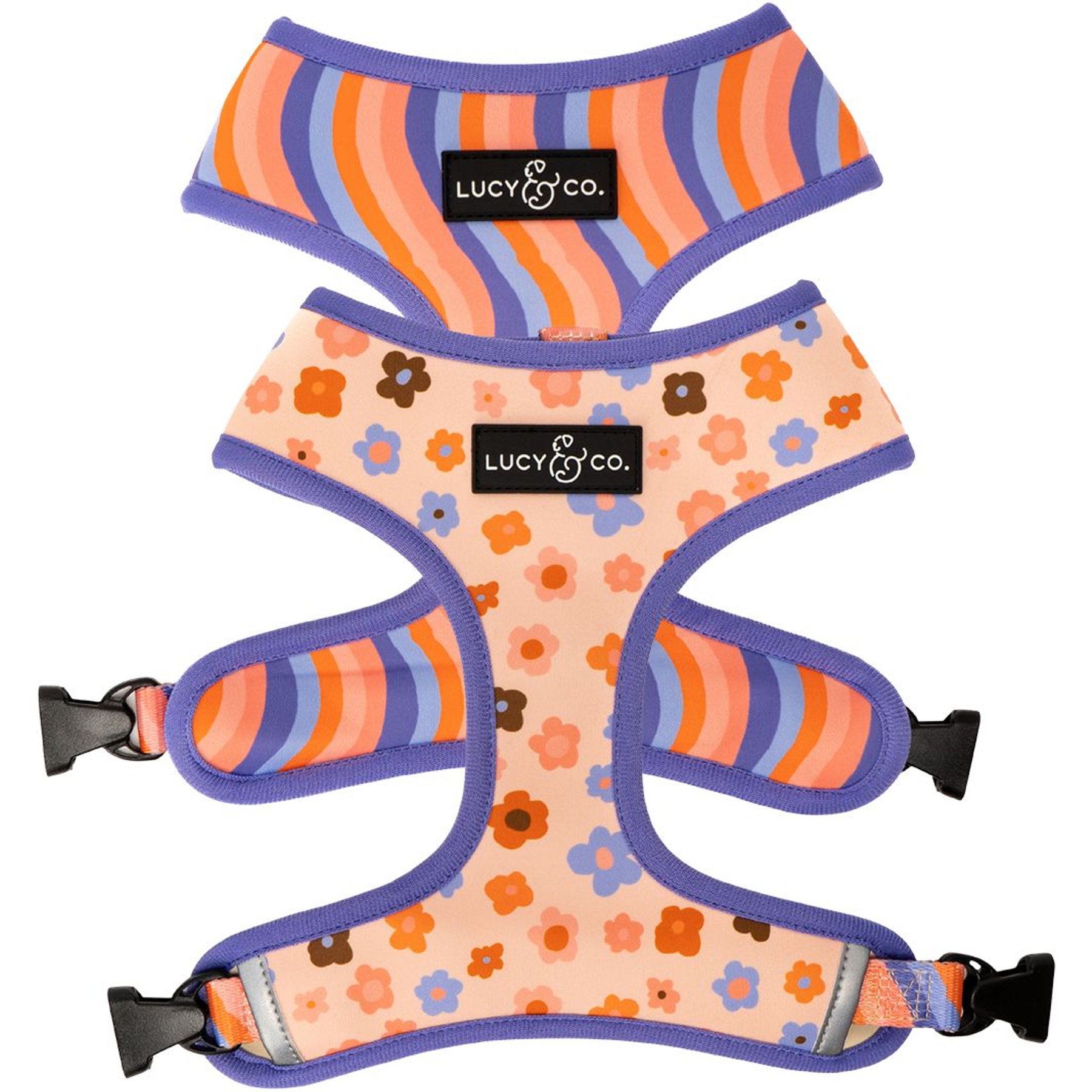 Lucy & Co. The Let's Groove Reversible Dog Harness, Coral, X-Large: 23 to 32-in chest