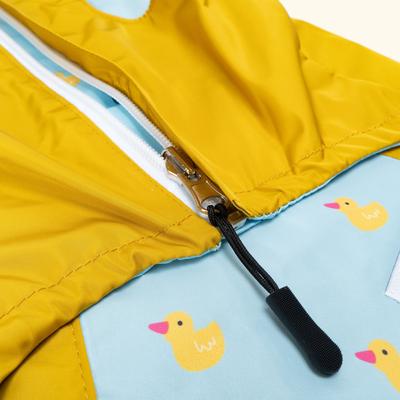 Show full view: Lucy & Co. The Lucky Ducky Reversible Waterproof Dog Raincoat, Blue/Yellow, XX-Large slide 6 of 9