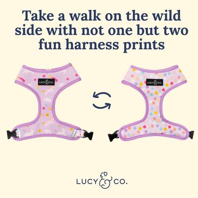 Show full view: Lucy & Co. The Making Magic Reversible Basic Dog Harness, Purple, Medium: 17 to 23-in chest slide 4 of 7