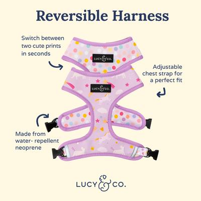 Show full view: Lucy & Co. The Making Magic Reversible Basic Dog Harness, Purple, Medium: 17 to 23-in chest slide 3 of 7