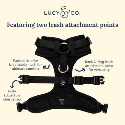 Show full view: Lucy & Co. The Midnight No-Pull Dog Harness, Black, Medium: 17 to 23-in chest slide 4 of 7