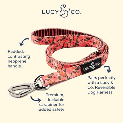 Show full view: Lucy & Co. The Posy Pink Dog Leash, Pink, Small: 5-ft long, 3/5-in wide slide 3 of 7