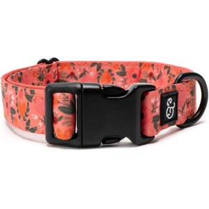 Lucy & Co. The Posy Pink Polyester Dog Collar, Pink, Medium: 13 to 20-in neck, 1-in wide