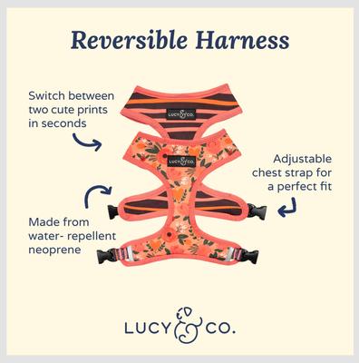 Show full view: Lucy & Co. The Posy Pink Reversible Dog Harness, Pink, Medium: 17 to 23-in chest slide 2 of 8