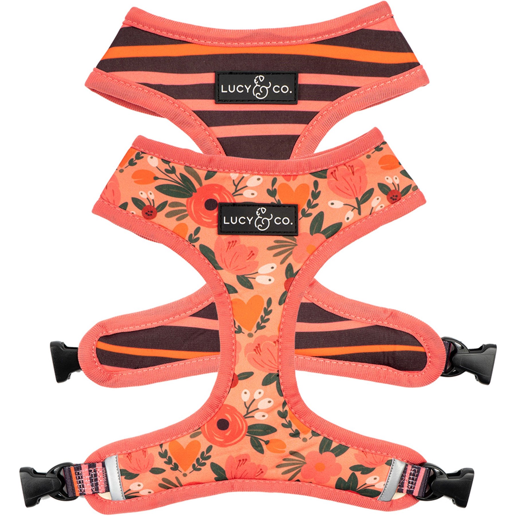 Lucy & Co. The Posy Pink Reversible Dog Harness, Pink, X-Small: 12 to 15-in chest