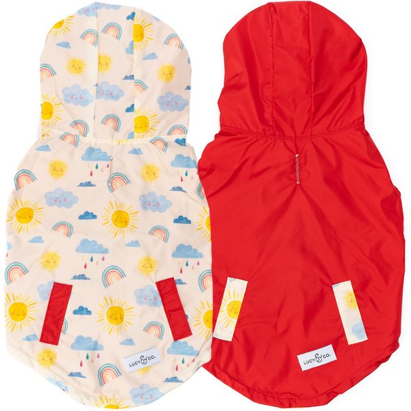 Lucy & Co. The Rain or Shine Reversible Waterproof Dog Raincoat, Red
