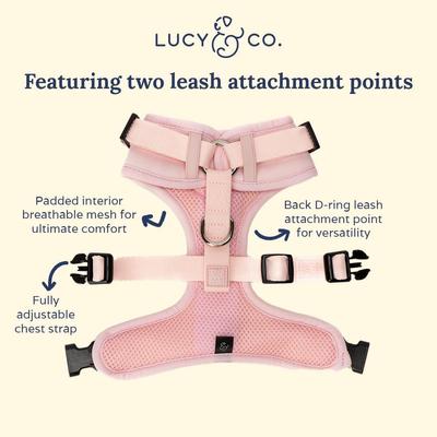 Show full view: Lucy & Co. The Rosewater No-Pull Dog Harness, Pink, Medium: 17 to 23-in chest slide 6 of 8