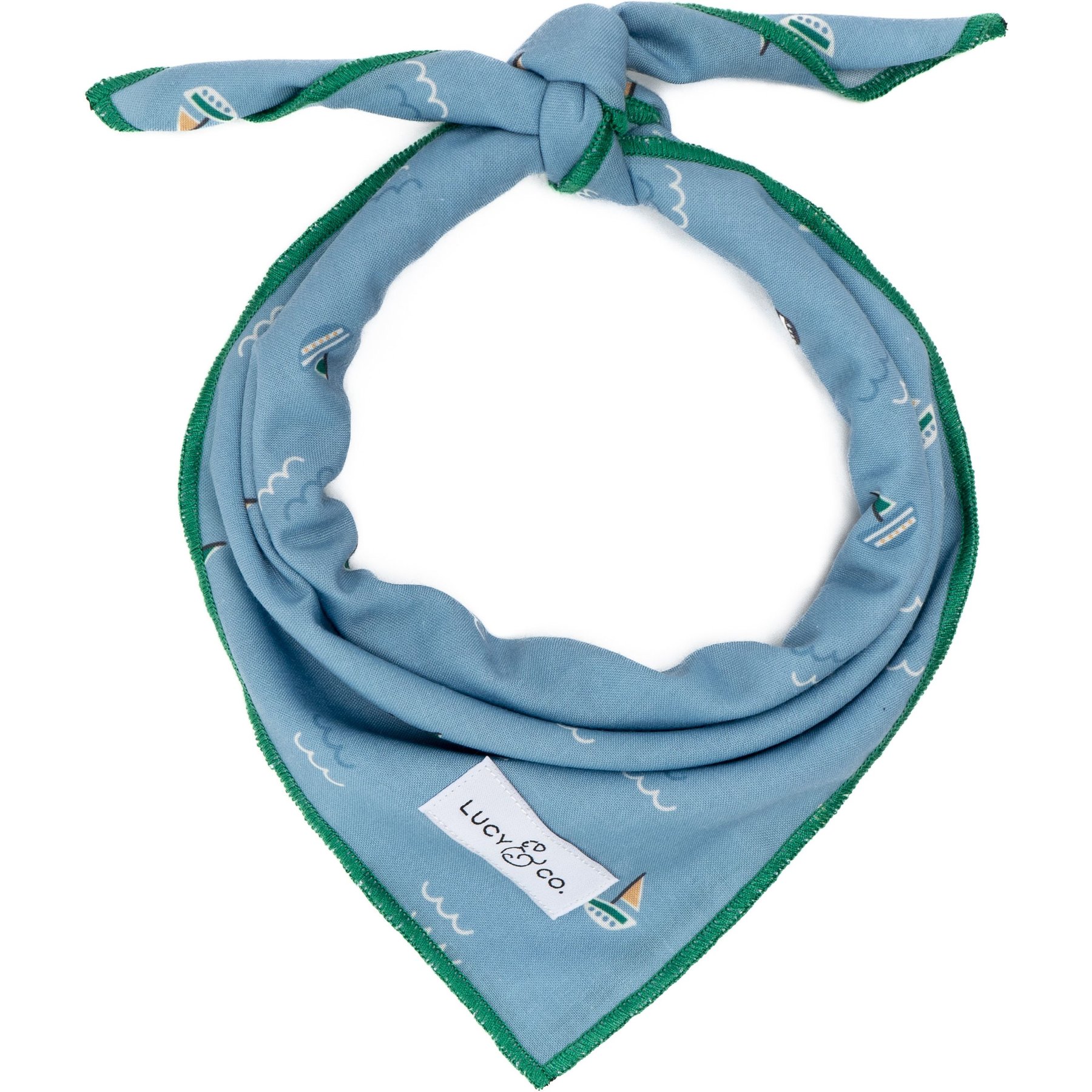 Lucy & Co. The Set Sail Dog Bandana, Blue, Large