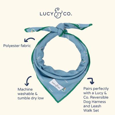 Show full view: Lucy & Co. The Set Sail Dog Bandana, Blue, Large slide 3 of 5