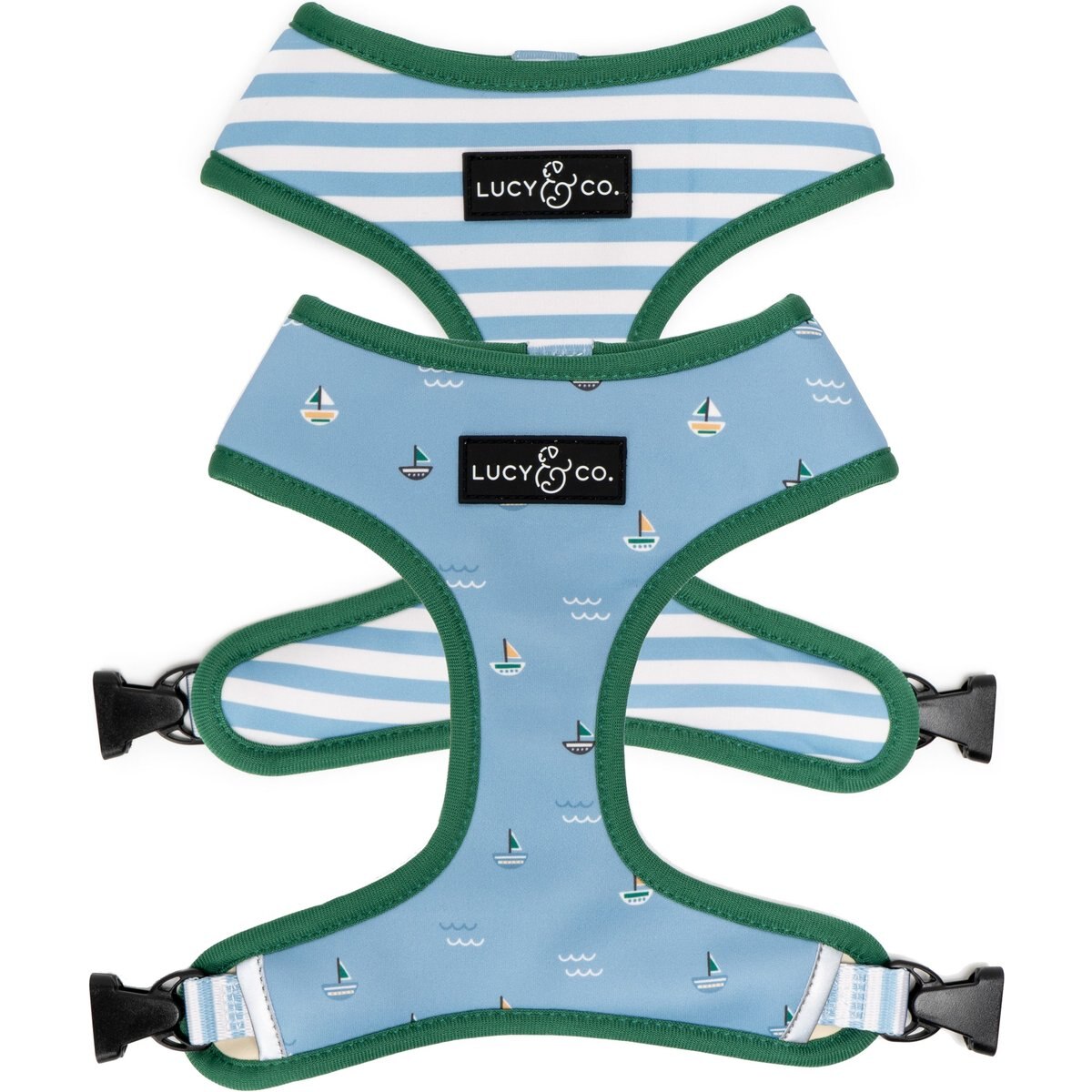Lucy & Co. The Set Sail Reversible Dog Harness, Blue, Large: 20 to 28-in chest