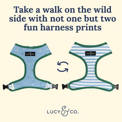 Show full view: Lucy & Co. The Set Sail Reversible Dog Harness, Blue, Medium: 17 to 23-in chest slide 3 of 7