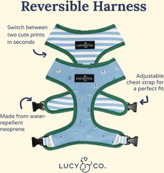 Lucy & Co. The Set Sail Reversible Dog Harness, Blue, Small: 14 to 18-in chest slide 2 of 6