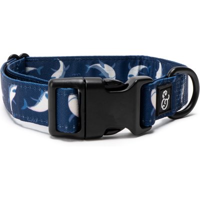 Lucy & Co. Lucy & Co. The Shark Attack Polyester Dog Collar, Blue, Large: 16 to 26-in neck, 1.5-in wide