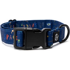 Lucy & Co. The Space Doodle Dog Collar, Navy, Large: 16 to 26-in neck, 1 1/2-in W