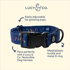 Lucy & Co. The Space Doodle Dog Collar, Navy, Medium: 13 to 20-in neck, 1-in W slide 2 of 4
