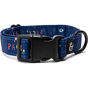 Lucy & Co. The Space Doodle Dog Collar, Navy, Small: 8 to 14-in neck, 1/2-in W
