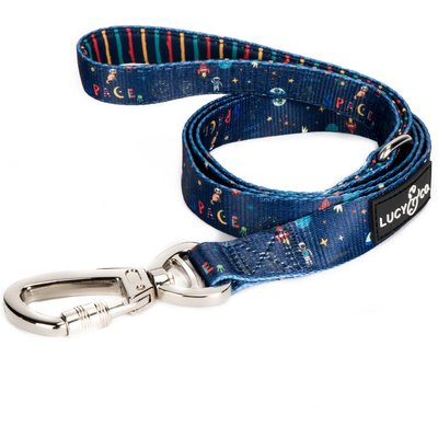 Lucy & Co. Lucy & Co. The Space Doodle Dog Leash, Navy: Small, 5-ft long, 3/5-in wide