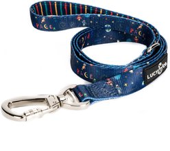 Lucy & Co. The Space Doodle Polyester Padded Handle Dog Leash, Navy, Large: 5-ft long, 1-in wide
