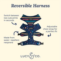 Lucy & Co. The Space Doodle Reversible Dog Harness, Navy, Large: 20 to 28-in chest slide 2 of 6