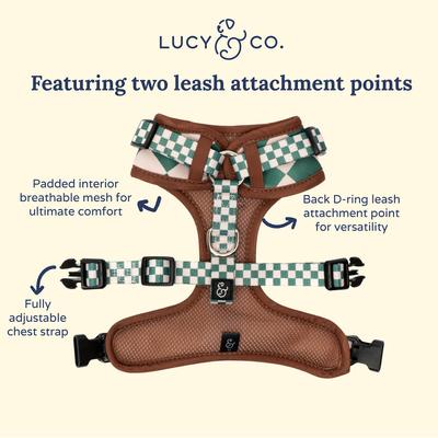 Lucy & Co. The You're a Square No-Pull Dog Harness, Green