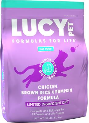 Show full view: Lucy Pet Products Chicken, Brown Rice & Pumpkin Limited Ingredient Diet Cat Food, 10-lbs bag slide 1 of 9