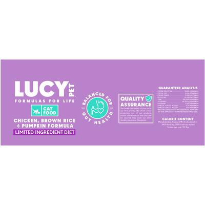Show full view: Lucy Pet Products Chicken, Brown Rice & Pumpkin Limited Ingredient Diet Cat Food, 10-lbs bag slide 7 of 9