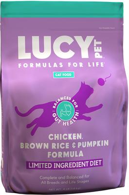 Show full view: Lucy Pet Products Chicken, Brown Rice & Pumpkin Limited Ingredient Diet Cat Food, 4-lb bag slide 1 of 9