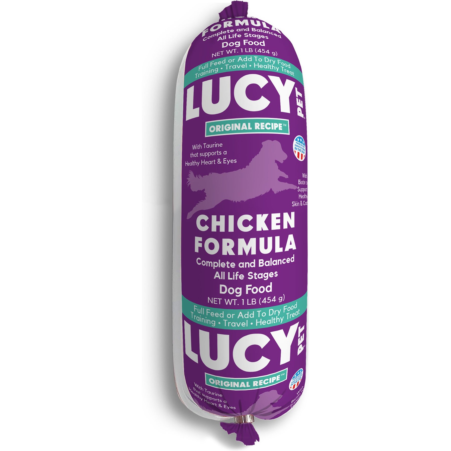 Lucy Pet Products Chicken Formula Dog Wet Food, 1-lb roll, 1 count