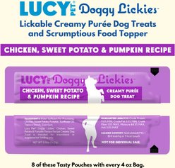 Lucy Pet Products Doggy Lickies Chicken Sweet Potato & Pumpkin Recipe Creamy Puree Grain-Free Lickable Dog Treats, 0.5-oz pouch, case of 8 slide 2 of 5
