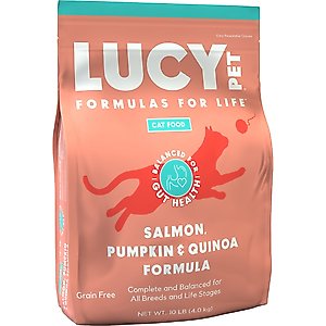 Lucy Pet Products formulas for Life Salmon, Pumpkin & Quinoa formula Grain-Free Dry Cat Food, 10-lb bag