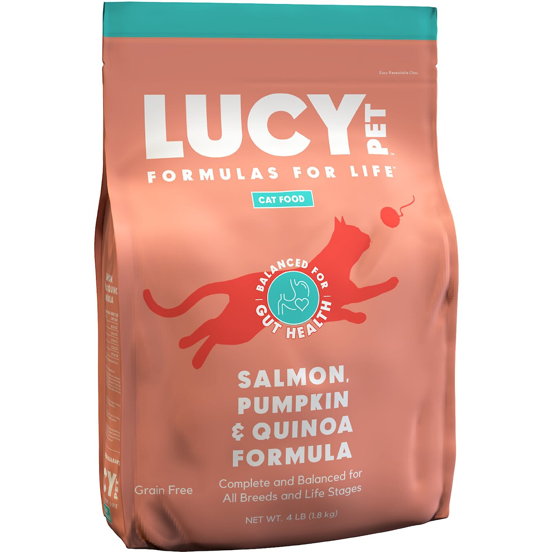 Lucy Pet Products formulas for Life Salmon, Pumpkin & Quinoa formula Grain-Free Dry Cat Food, 4-lb bag