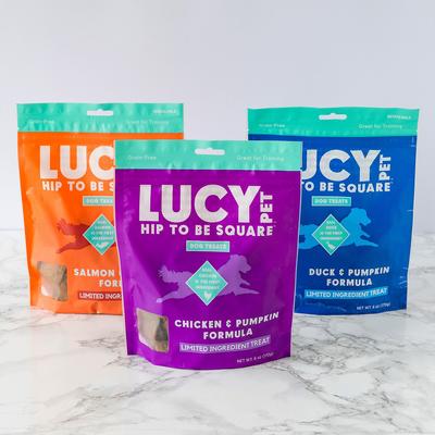 Show full view: Lucy Pet Products Hip To Be Square Chicken & Pumpkin Formula Grain-Free Dog Treats, 6-oz bag slide 9 of 10