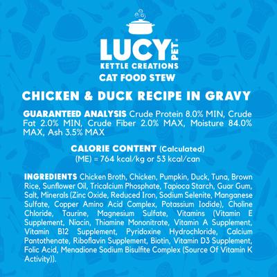 Show full view: Lucy Pet Products Kettle Creations Chicken & Duck Recipe in Gravy Wet Cat Food, 2.47-oz can, case of 12 slide 6 of 8
