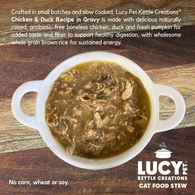 Show full view: Lucy Pet Products Kettle Creations Chicken & Duck Recipe in Gravy Wet Cat Food, 2.47-oz can, case of 12 slide 5 of 8