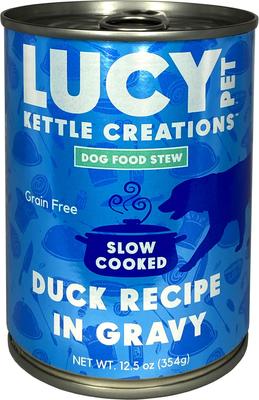 Show full view: Lucy Pet Products Kettle Creations Duck Recipe in Gravy Wet Dog Food, 12.5-oz can, case of 12 slide 1 of 8
